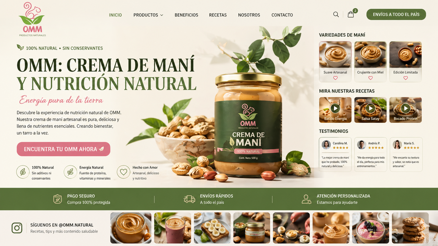 Propuesta de Diseño Web para Tienda Naturista - OMM